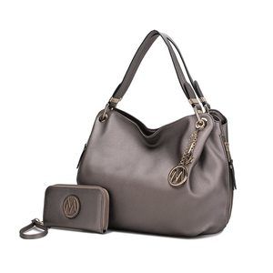 Hobo Bag & Wristlet Wallet, Vegan Leather Handbag Set Shoulder T_T